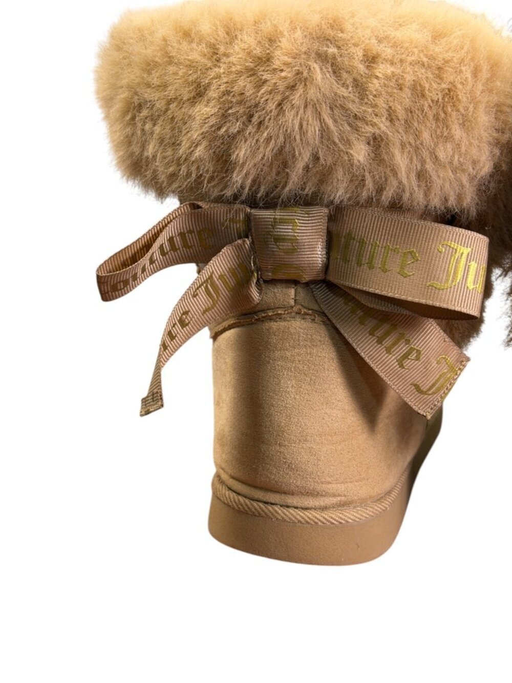 Juicy Couture Faux Fur Trim Bow Winter Boots Tan Women's US 7.5 EU 38 Cozy - Picture 8 of 12